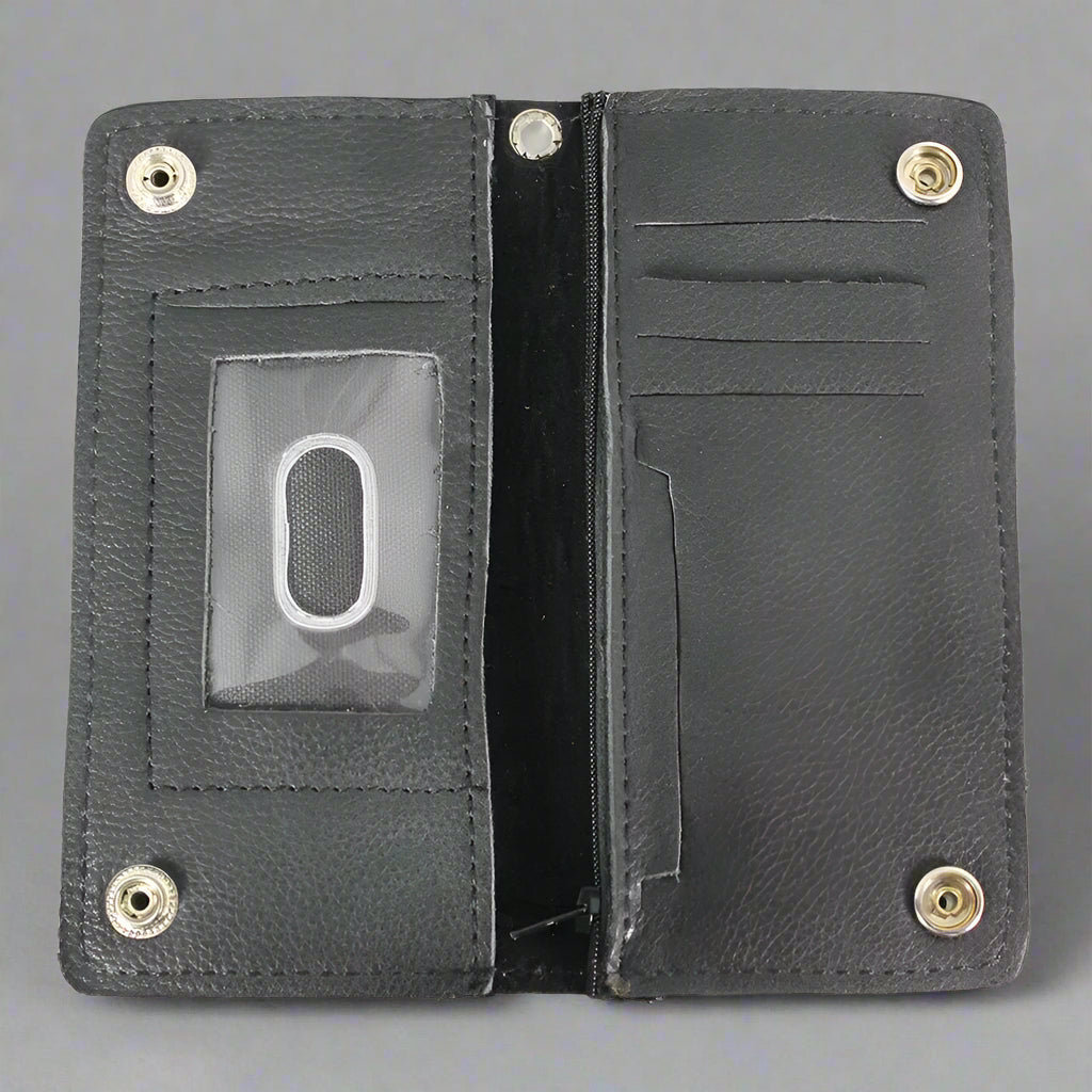 Portefeuille en cuir chromé à deux volets pour homme BOL