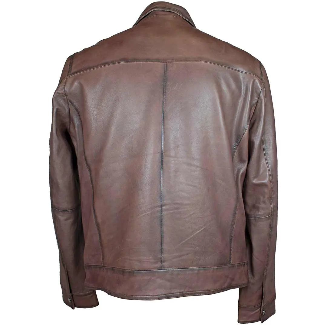 Blouson en cuir zippé classique Quantum pour homme BOL