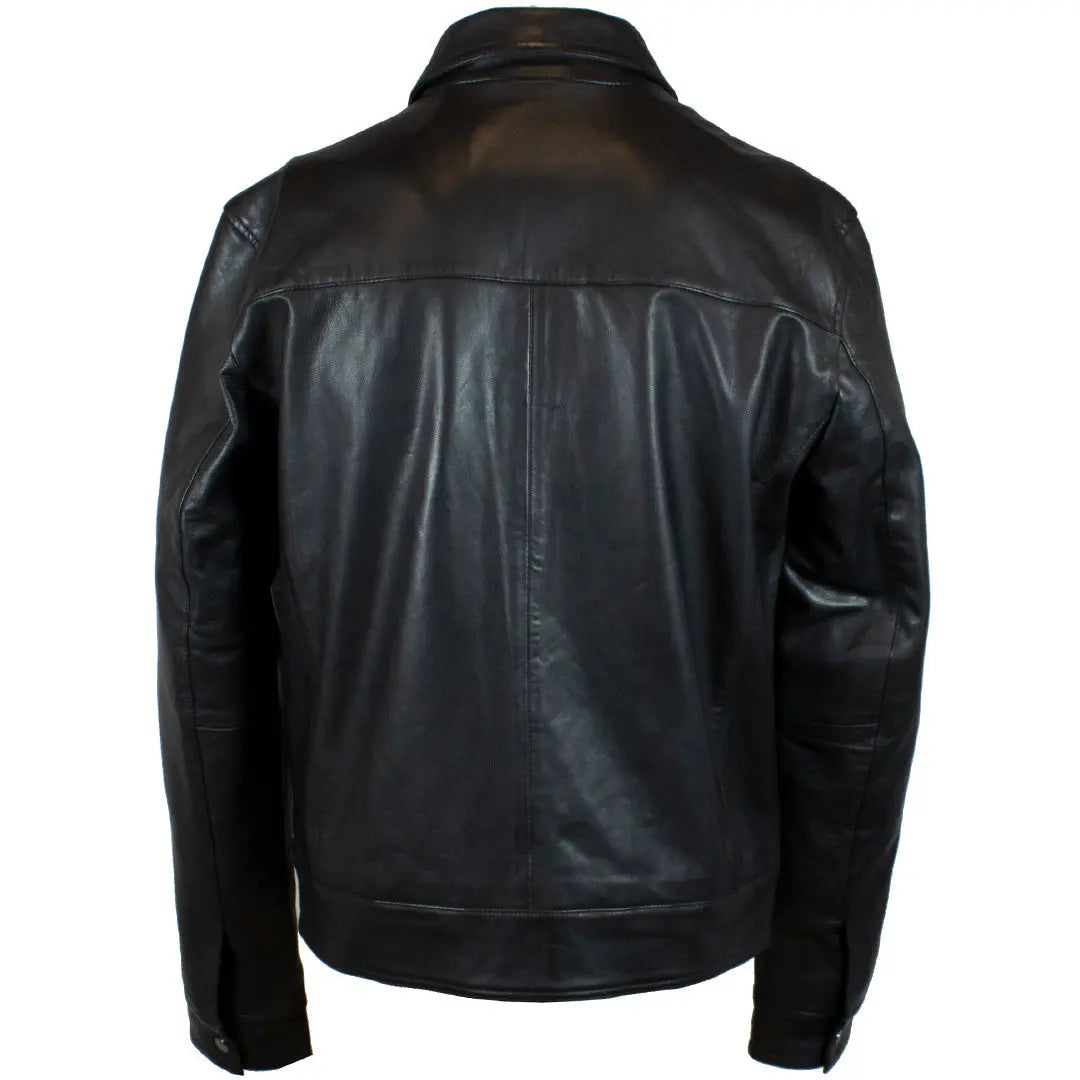 Blouson en cuir zippé classique Quantum pour homme BOL