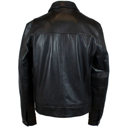 Blouson en cuir zippé classique Quantum pour homme BOL