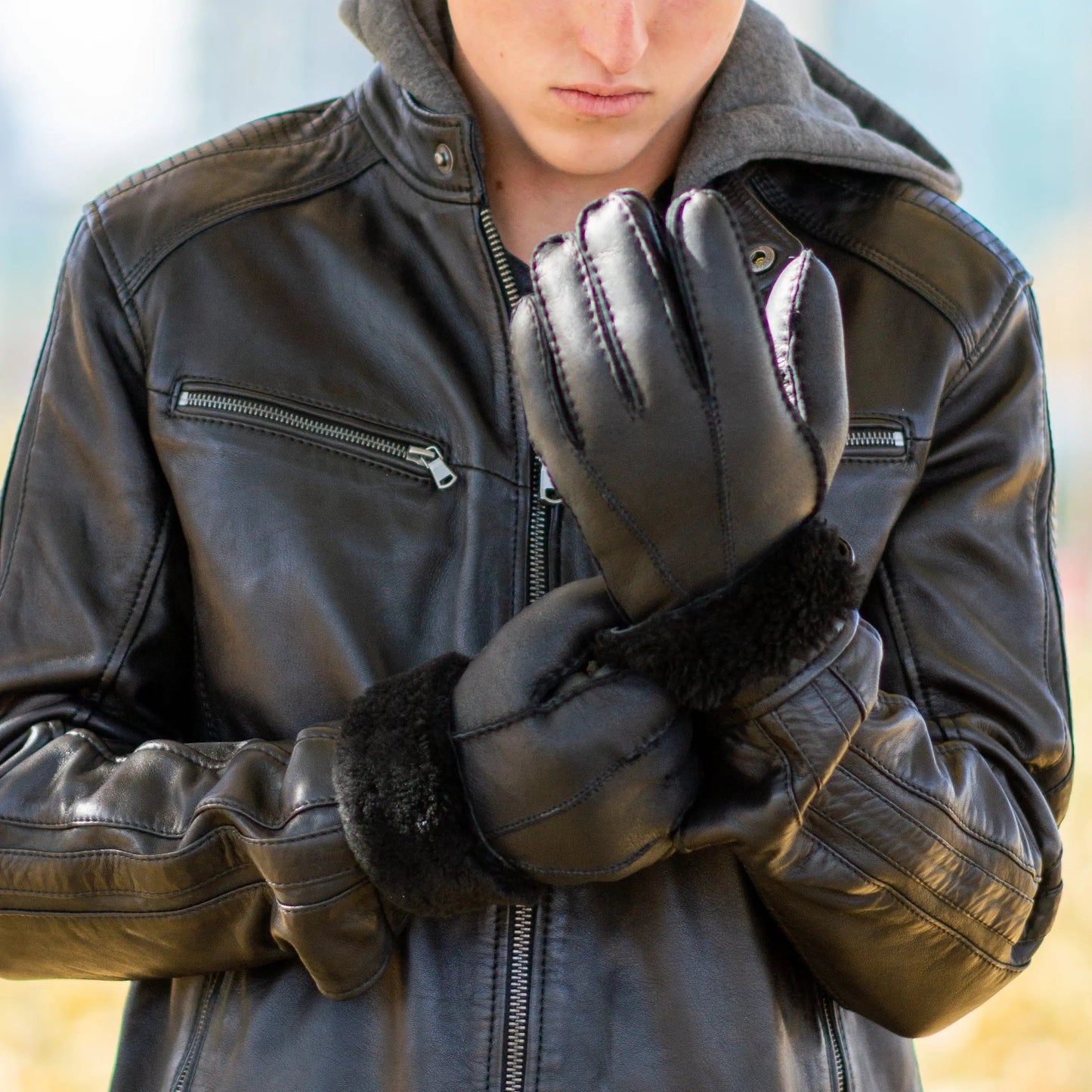 Gants en cuir et peau lainée BOL pour homme