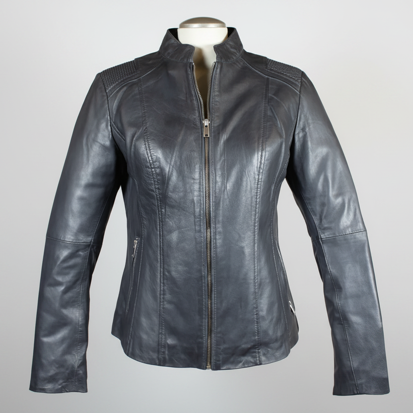 Blouson en cuir BOL pour femme, avec motif tressé