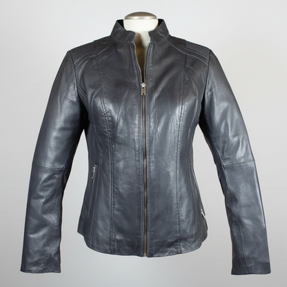Blouson en cuir BOL pour femme, avec motif tressé