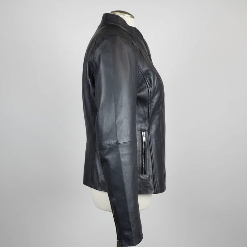 Blouson en cuir BOL pour femme, avec motif tressé