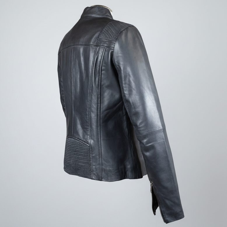 Blouson en cuir BOL pour femme, avec motif tressé