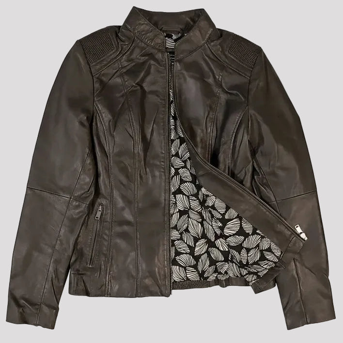 Blouson en cuir BOL pour femme, avec motif tressé