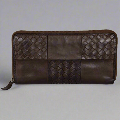 Portefeuille à glissière tressé pour femme MET