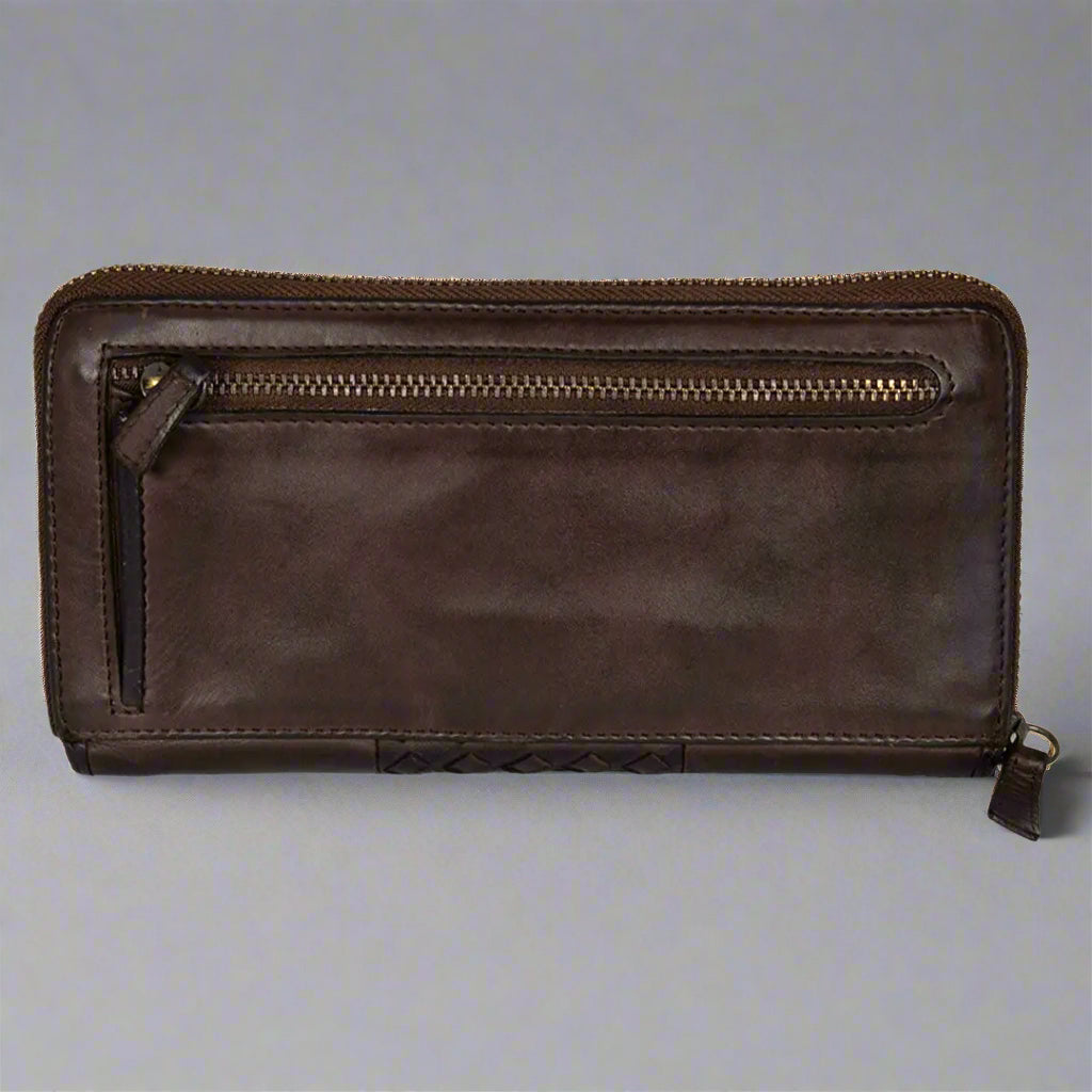 Portefeuille à glissière tressé pour femme MET
