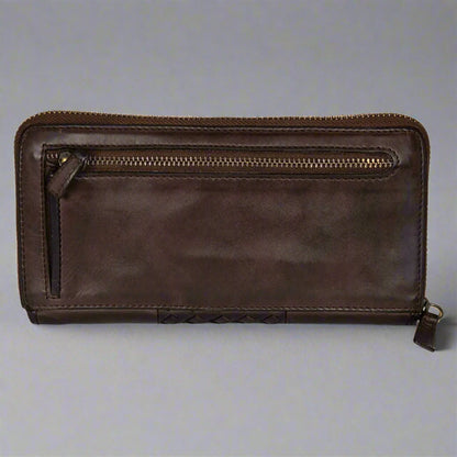 Portefeuille à glissière tressé pour femme MET