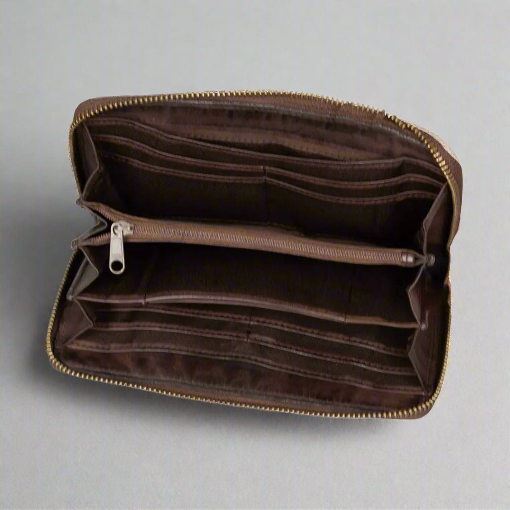 Portefeuille à glissière tressé pour femme MET