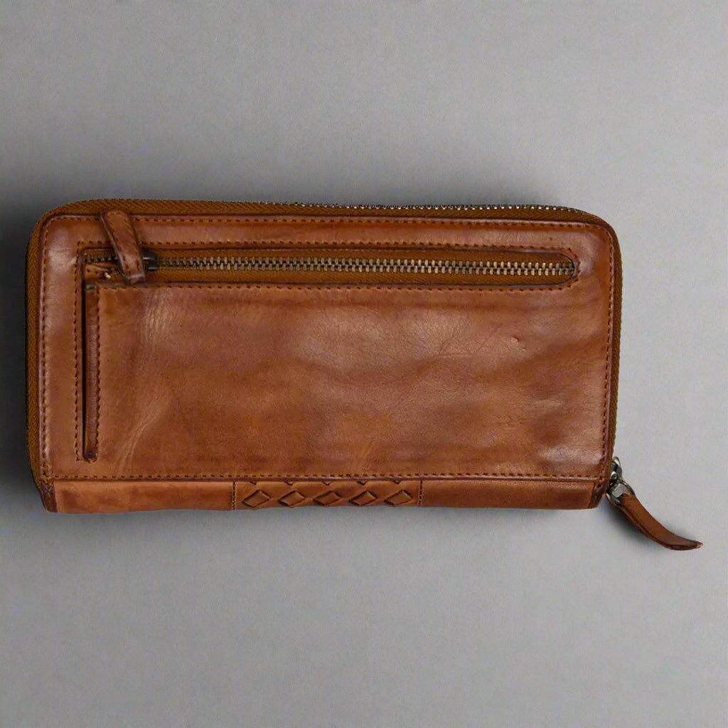 Portefeuille à glissière tressé pour femme MET
