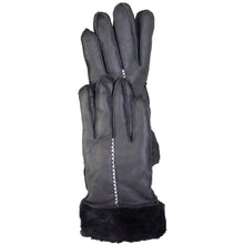 Gants femme en peau de mouton mérinos, cousus main, noirs, BOL