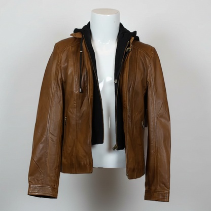 Veste en cuir à capuche détachable BOL pour femme