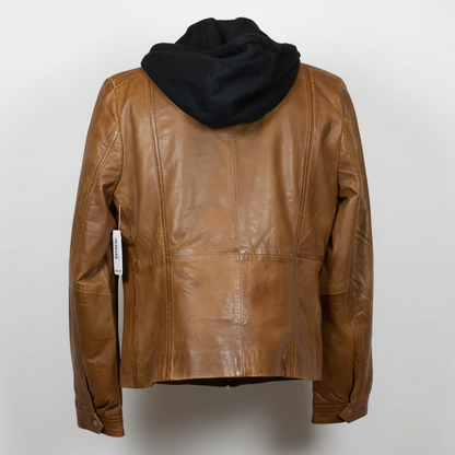 Veste en cuir à capuche détachable BOL pour femme