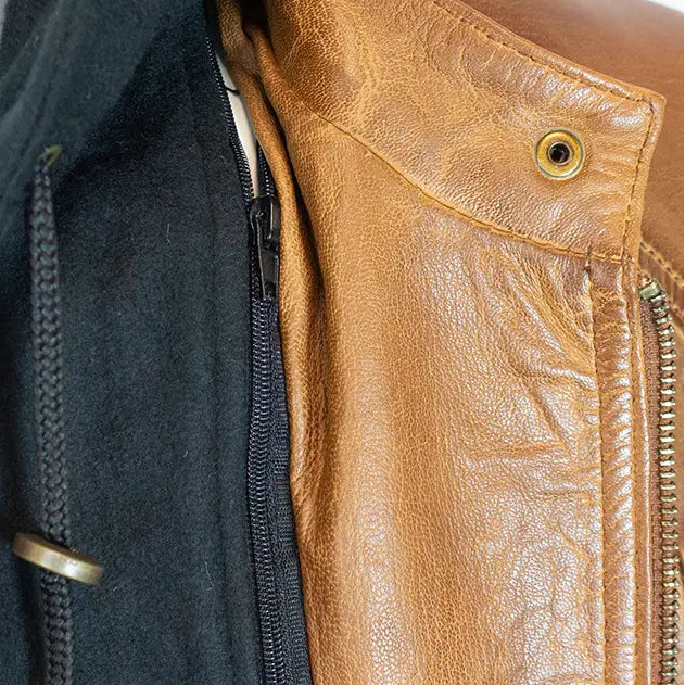 Veste en cuir à capuche détachable BOL pour femme
