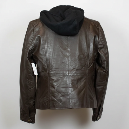 Veste en cuir à capuche détachable BOL pour femme