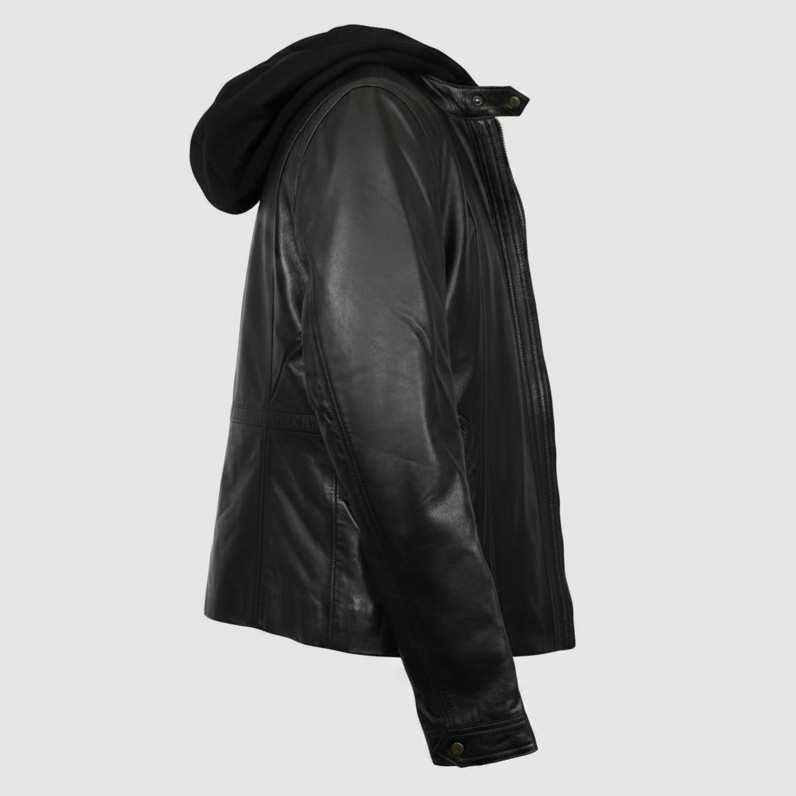 Veste en cuir à capuche détachable BOL pour femme