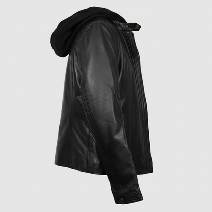 Veste en cuir à capuche détachable BOL pour femme