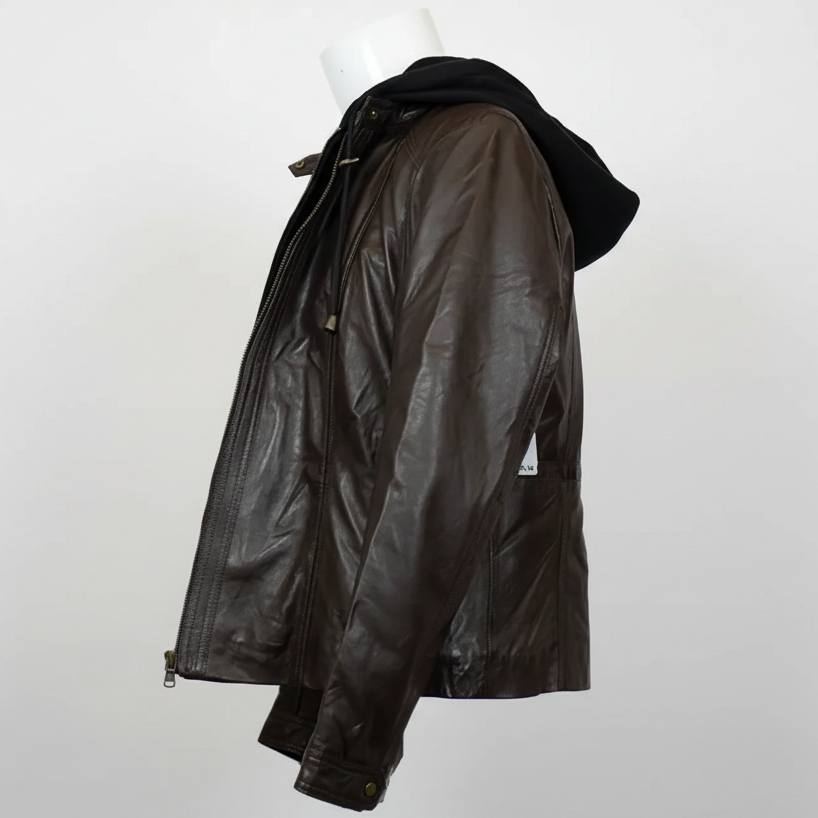Veste en cuir à capuche détachable BOL pour femme