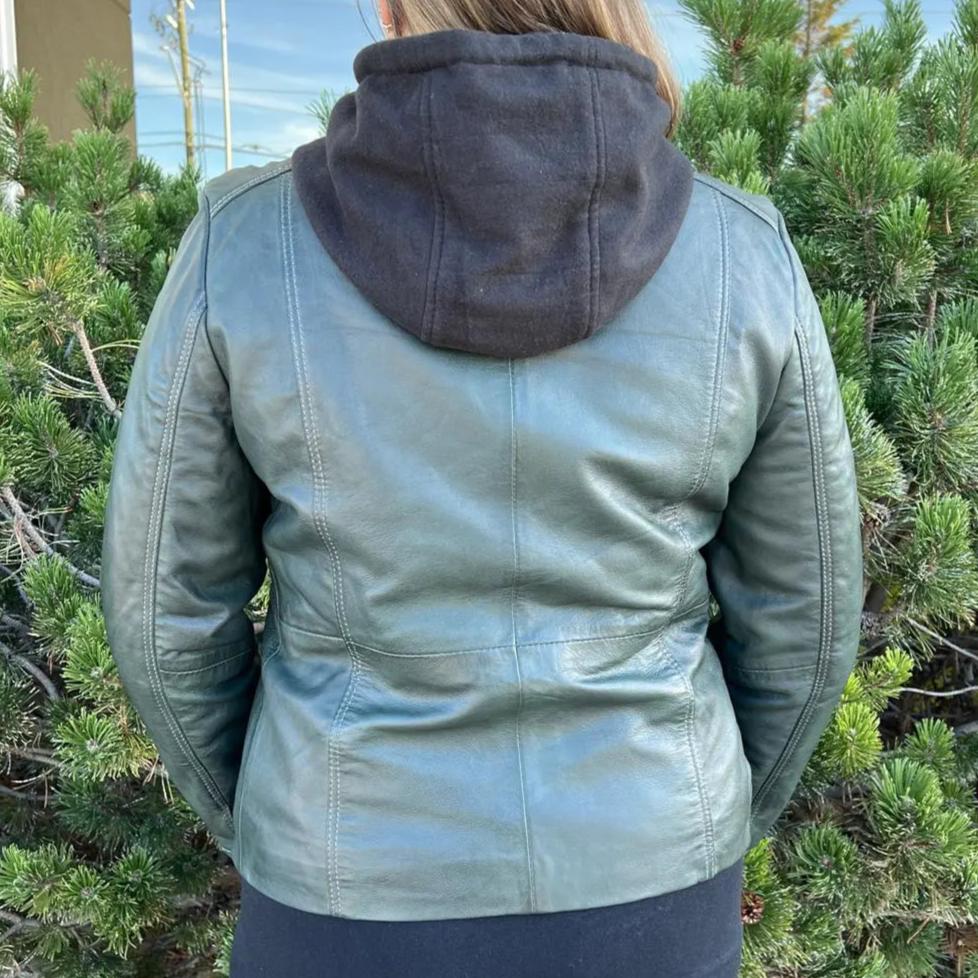Veste en cuir à capuche détachable BOL pour femme