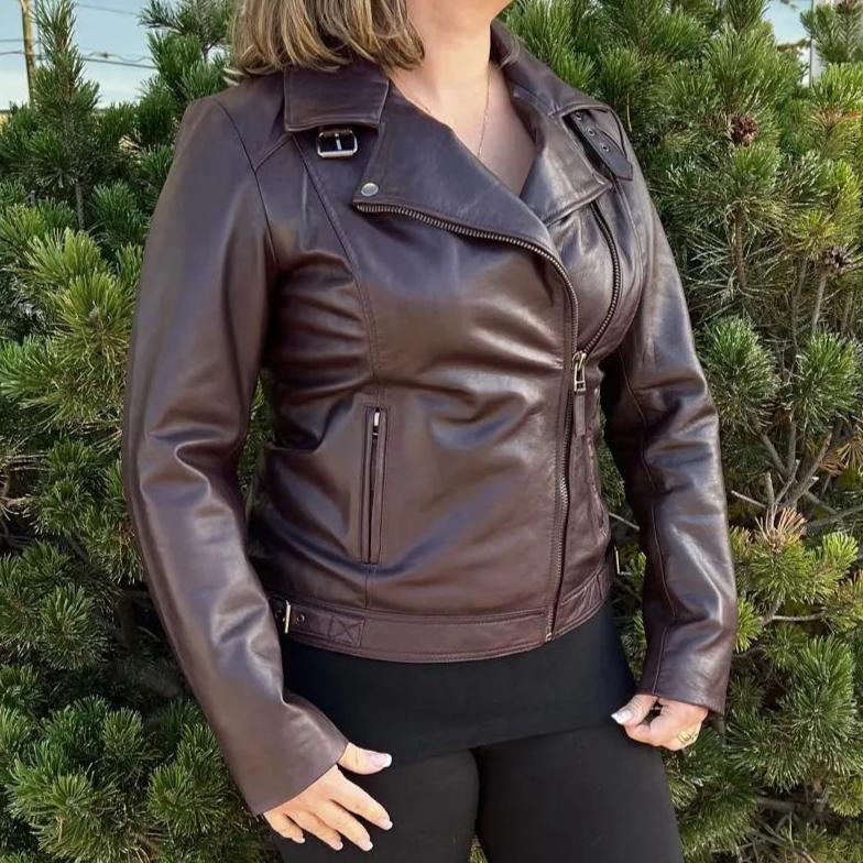 Blouson de moto en cuir pour femme BOL