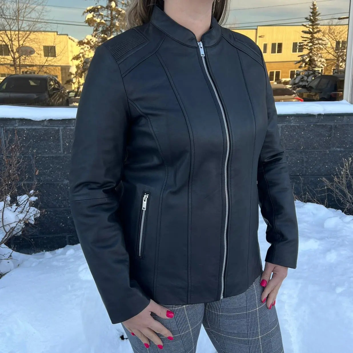 Blouson en cuir côtelé Paulina pour femme de BOL