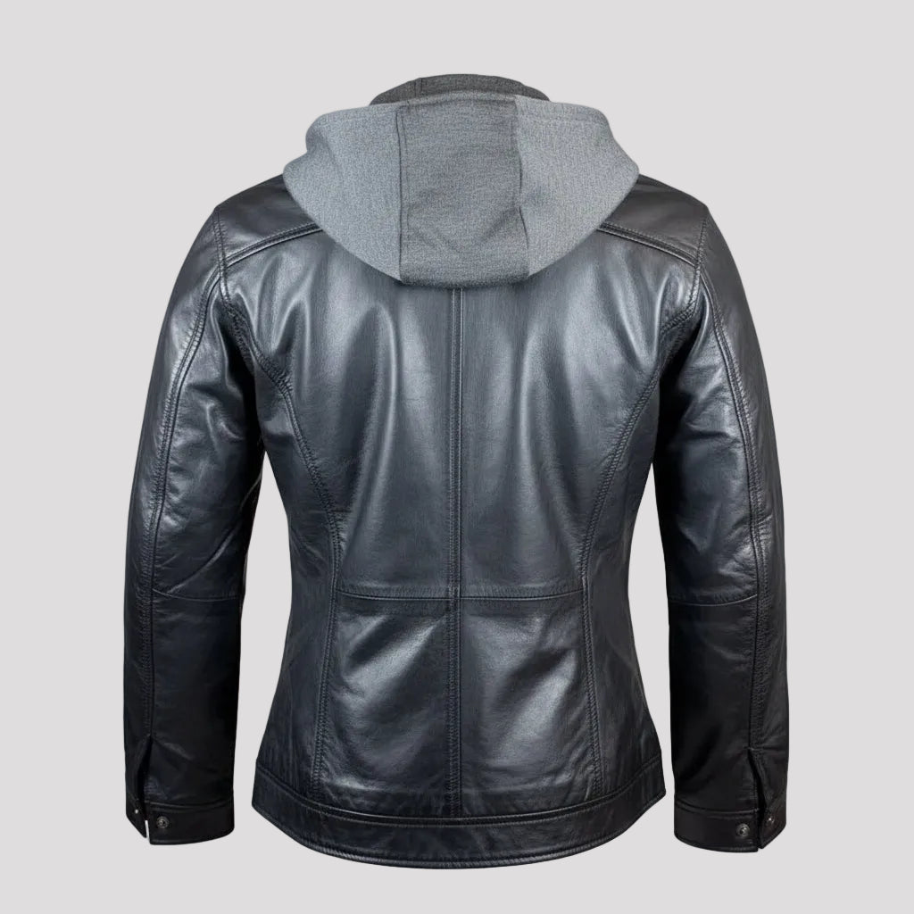 Veste en cuir femme BOL avec capuche amovible