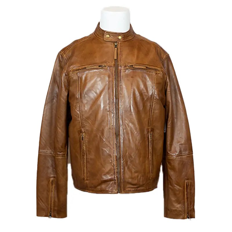 Blouson en cuir d'agneau BOL pour homme avec col pressionné