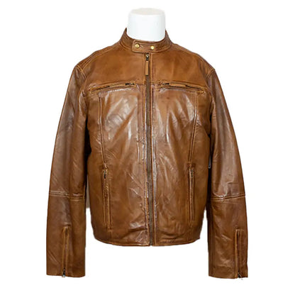 Blouson en cuir d'agneau BOL pour homme avec col pressionné