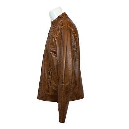 Blouson en cuir d'agneau BOL pour homme avec col pressionné