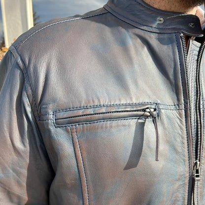 Blouson en cuir d'agneau BOL pour homme avec col pressionné