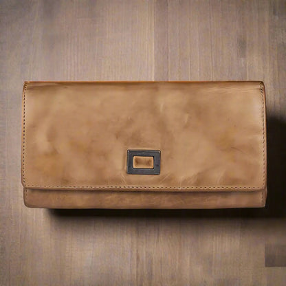 Portefeuille en cuir carré à patte MET pour femme