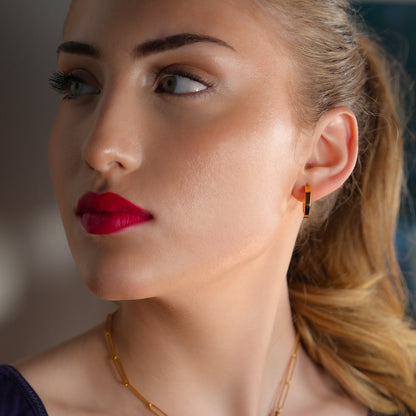 Boucles d'oreilles créoles contemporaines hexagonales BOLZANO Gold