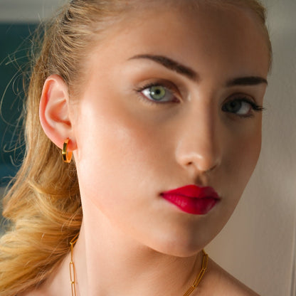 Boucles d'oreilles créoles contemporaines hexagonales BOLZANO Gold