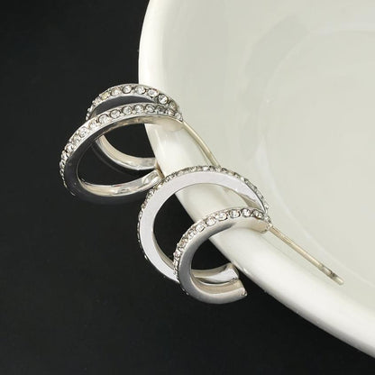 BOTTEGA: Créoles en argent à double rangée de zircons cubiques (CZ) pavés