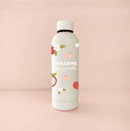 Bouteille isotherme crème - Meilleure éducatrice ou enseignante - Pommes