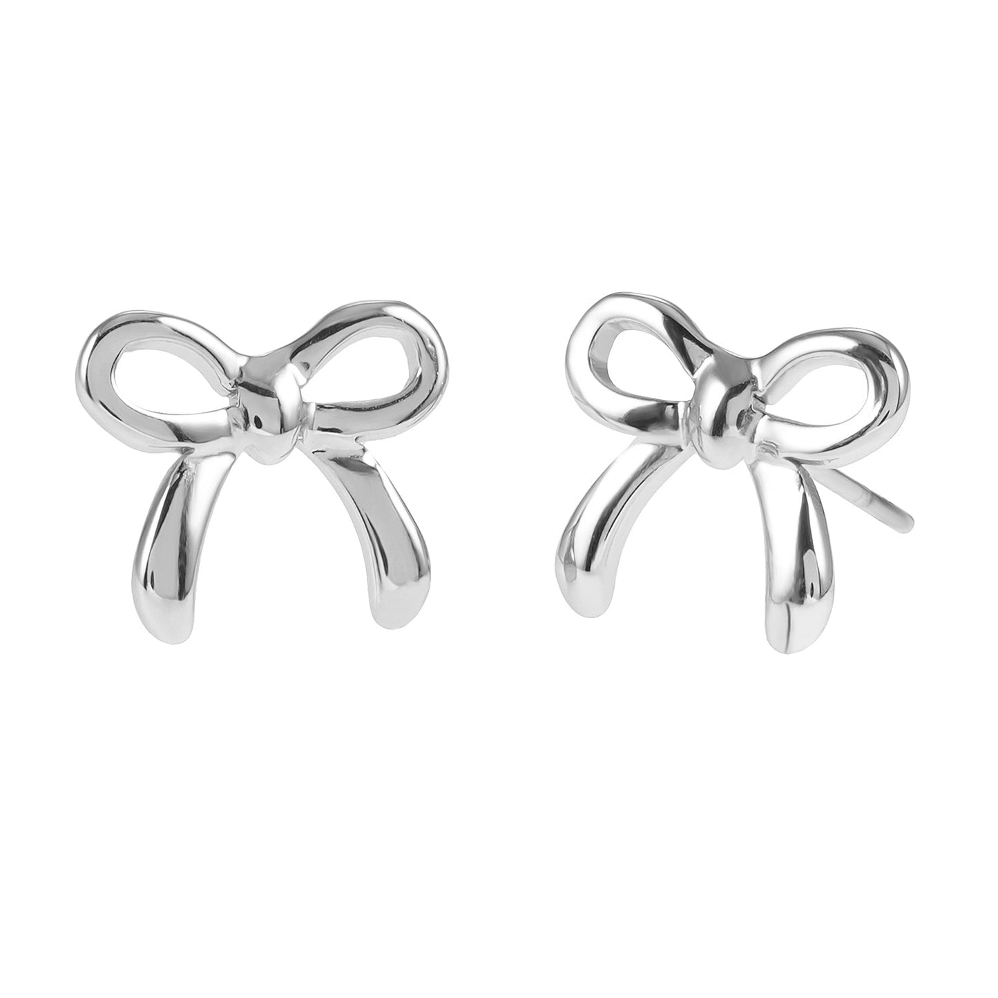 BOW: Boucles d'oreilles clous en forme de nœud, or blanc ton argent