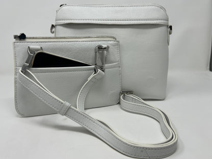 White Leather Small Crossbody Bag, Brigitte