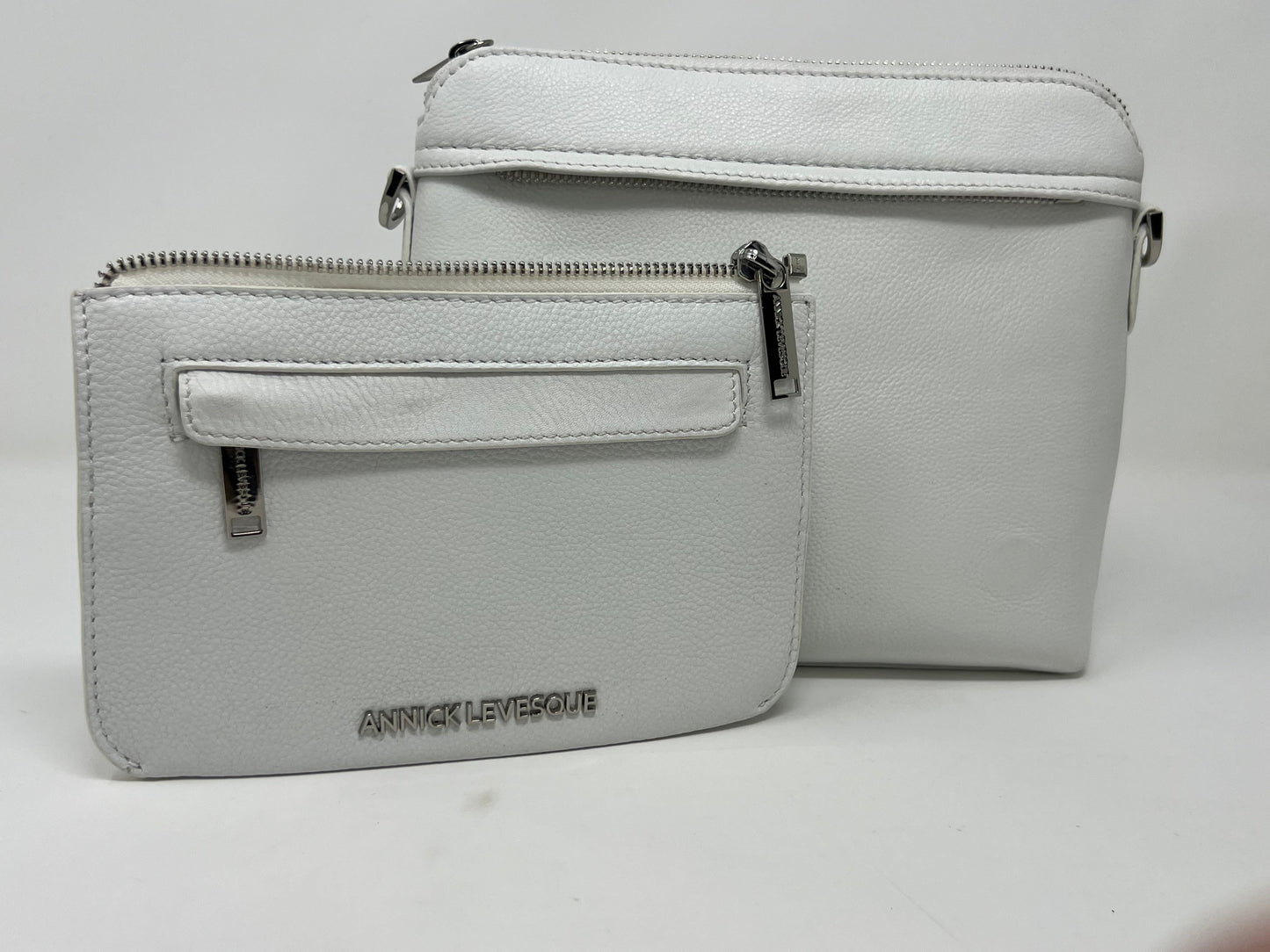 White Leather Small Crossbody Bag, Brigitte