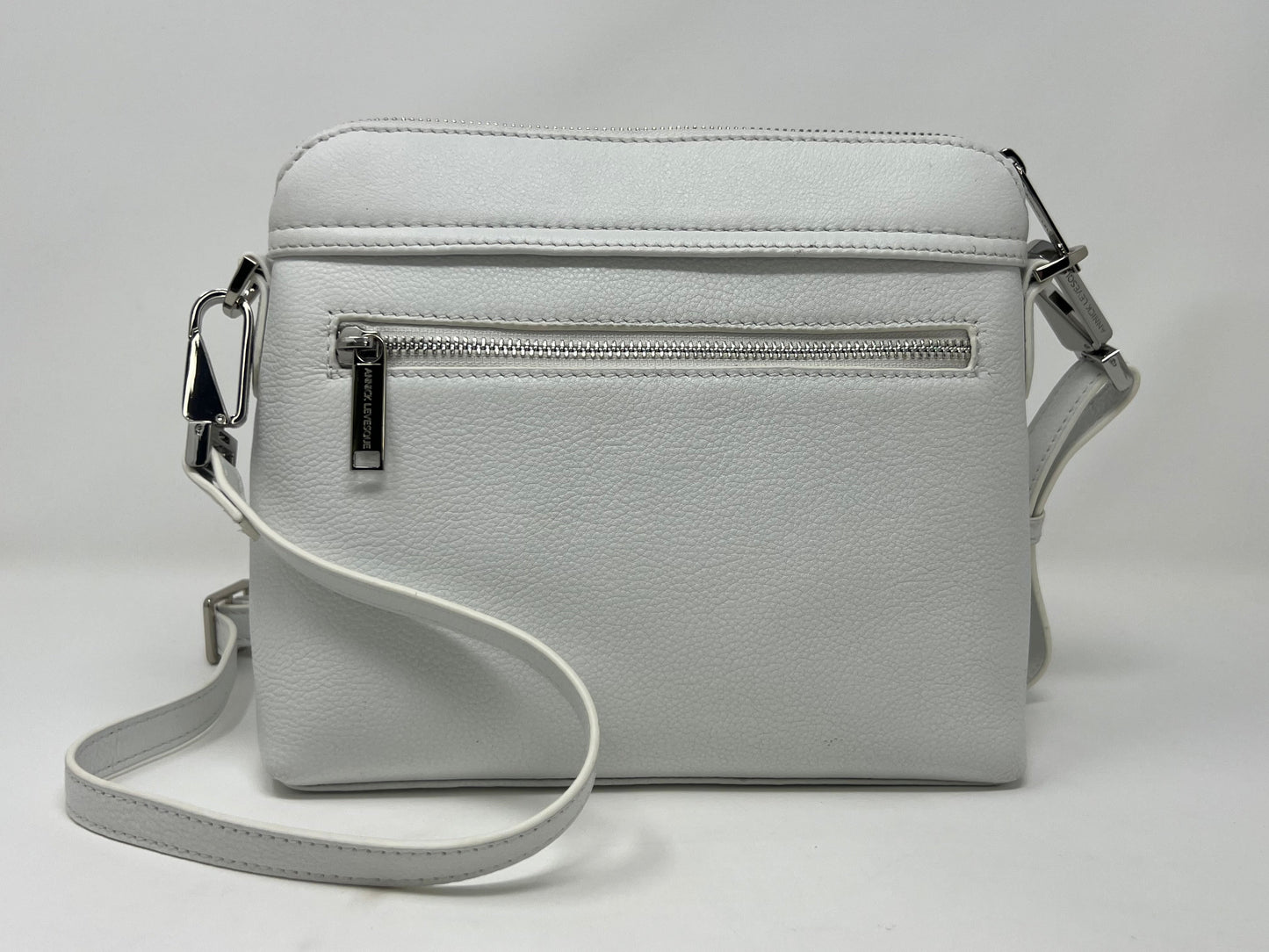 White Leather Small Crossbody Bag, Brigitte