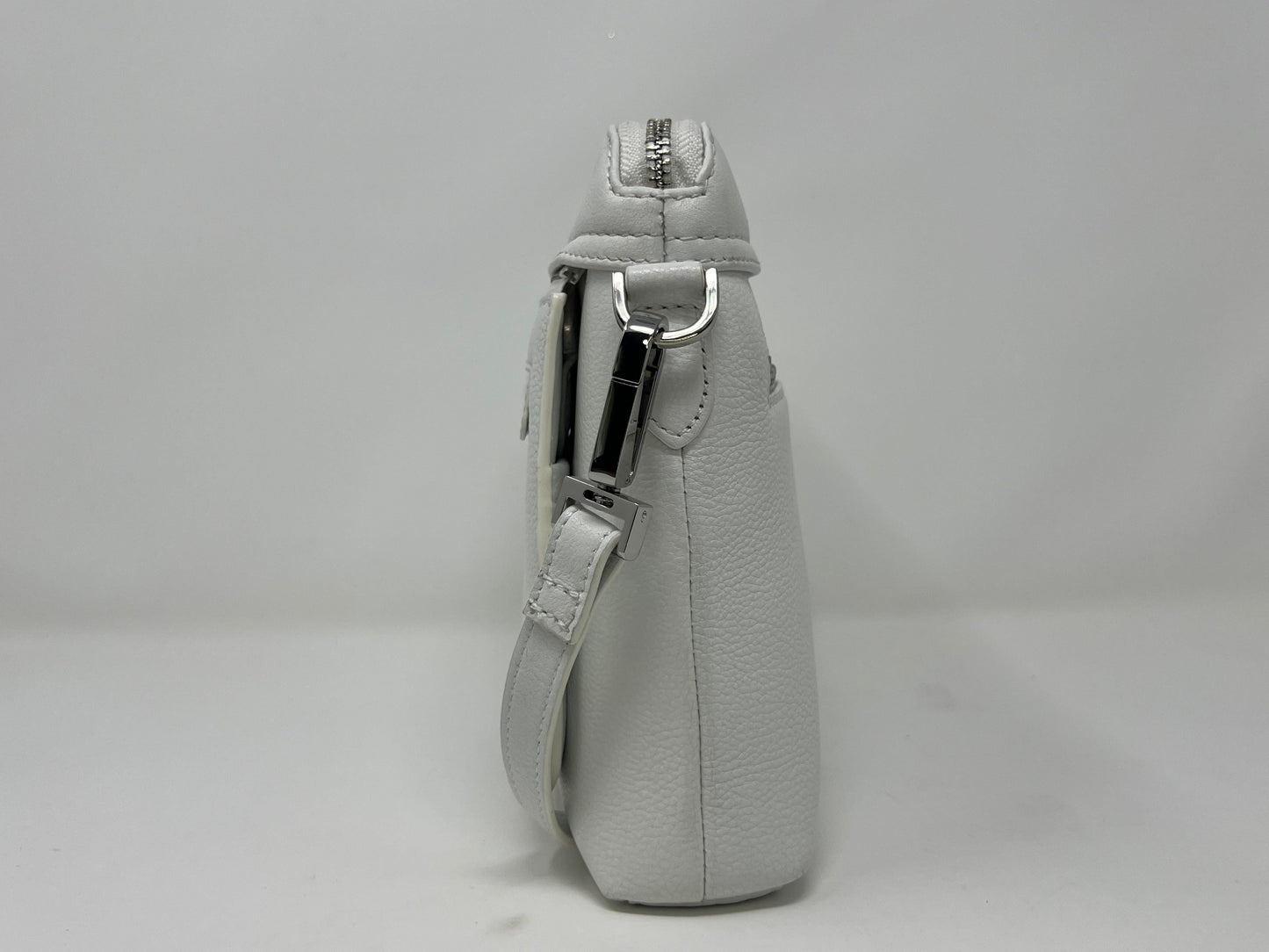 White Leather Small Crossbody Bag, Brigitte