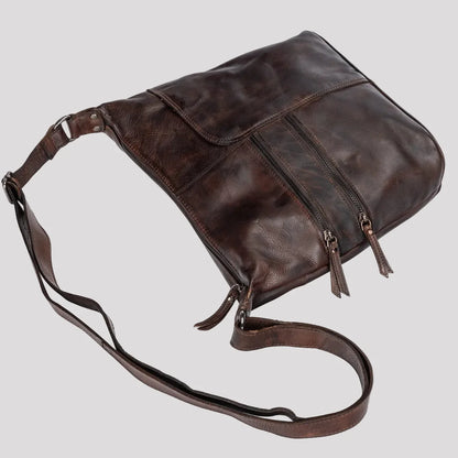 Sac bandoulière en cuir Greenwood avec 2 poches zippées