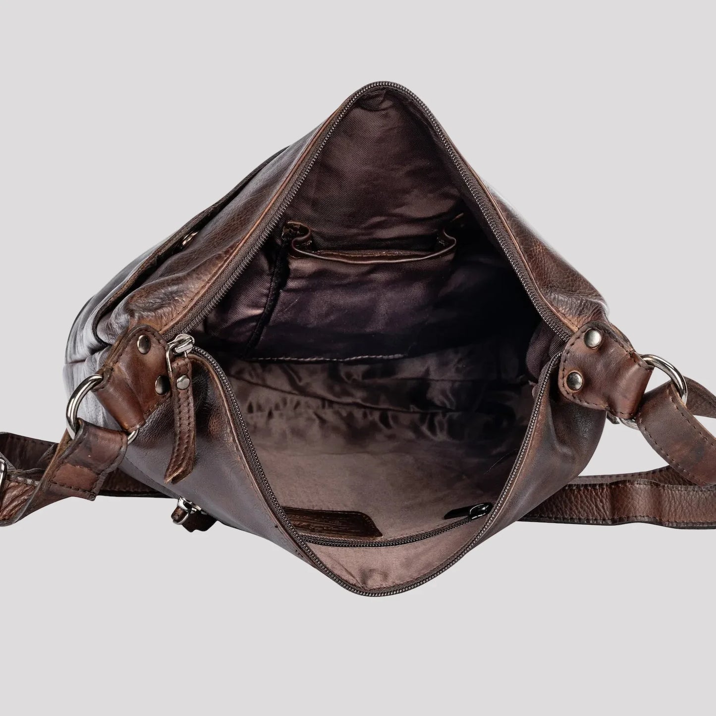 Sac bandoulière en cuir Greenwood avec 2 poches zippées
