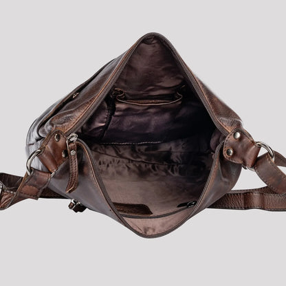 Sac bandoulière en cuir Greenwood avec 2 poches zippées