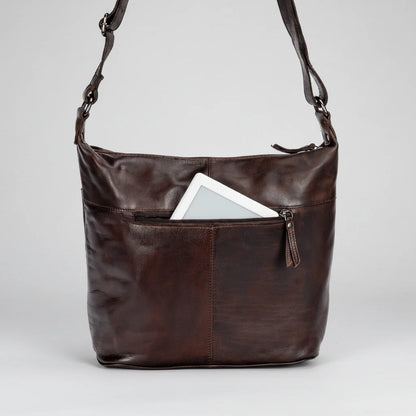Sac bandoulière en cuir Greenwood avec 2 poches zippées