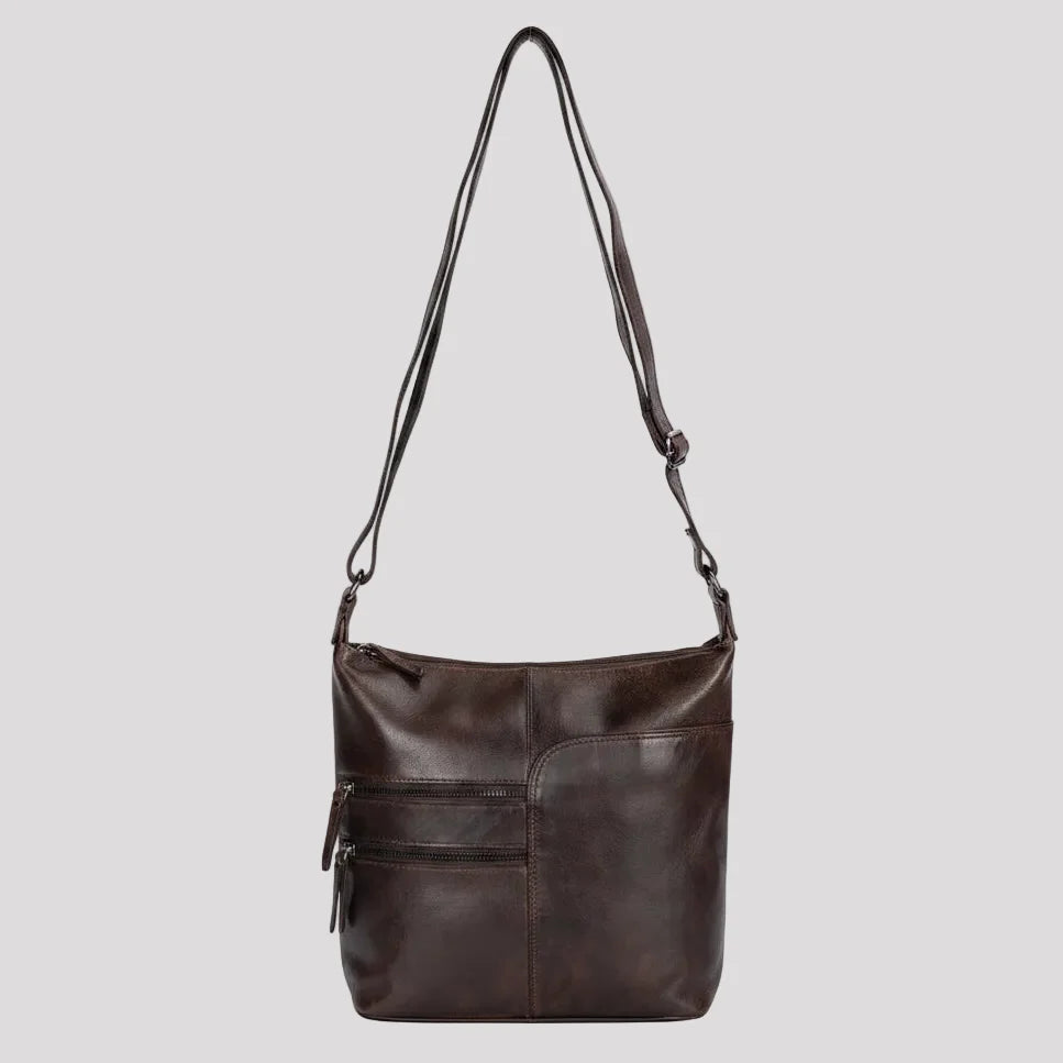 Sac bandoulière en cuir Greenwood avec 2 poches zippées