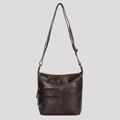 Sac bandoulière en cuir Greenwood avec 2 poches zippées