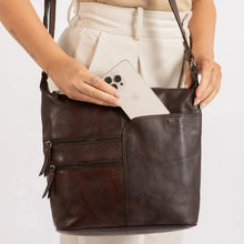 Sac bandoulière en cuir Greenwood avec 2 poches zippées