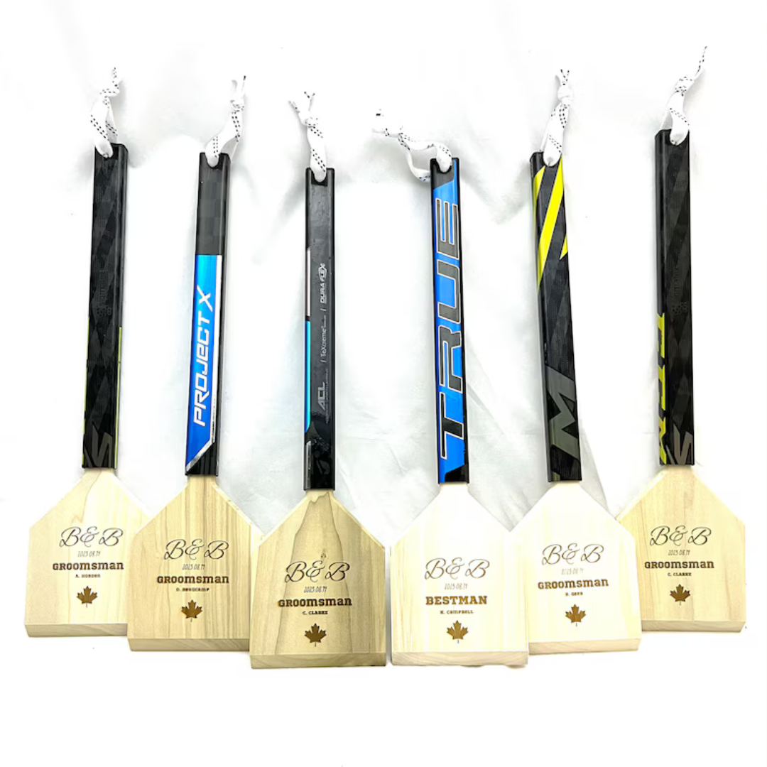 Grattoir à barbecue en bois en forme de crosse de hockey