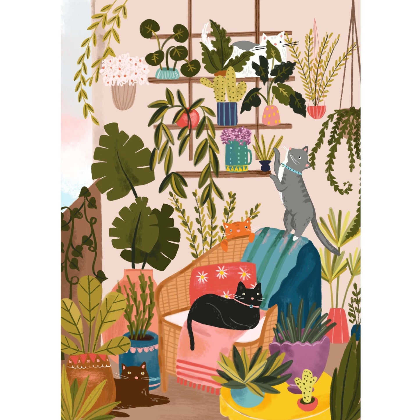 Chats de balcon | Puzzle de 1000 pièces pour adultes | Conçu au Canada par Laura Konyndyk